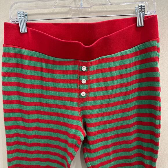 Lake Pajamas Waffle Henley Joggers Mistletoe Red Green Stripe Holiday Christmas - Picture 7 of 14